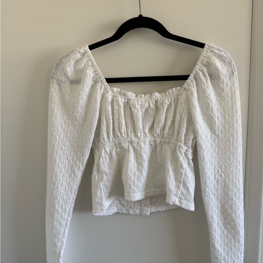 Free People White Textured Blouse - Picture 3 of 3
